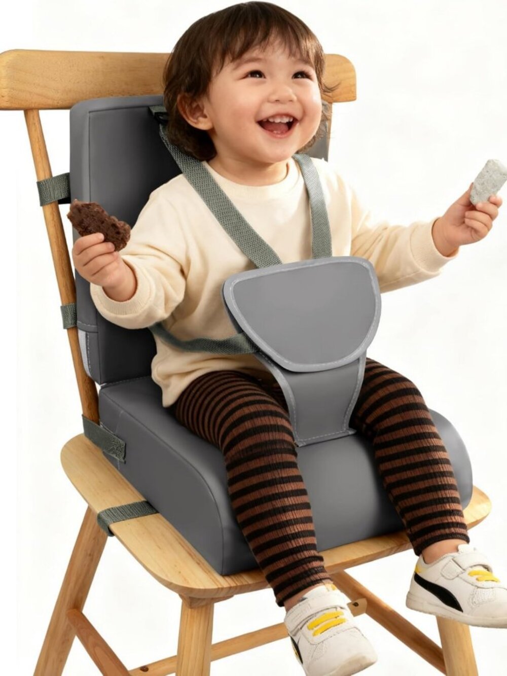 Adjustable Booster Seat for Kitchen Chair | Safety Harness & Backrest Support